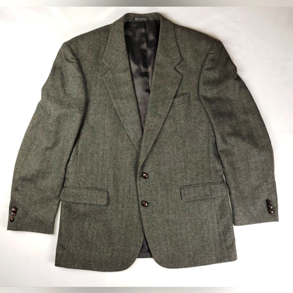 Deansgate Mens Size 42L Gray Tweed Lambs Wool /Wool Sport Coat Blazer Jacket